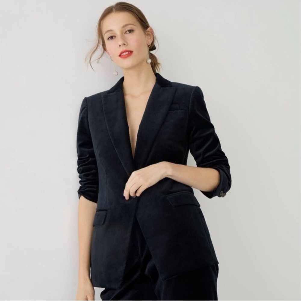J.Crew Willa Black Velvet Blazer Jacket size 4